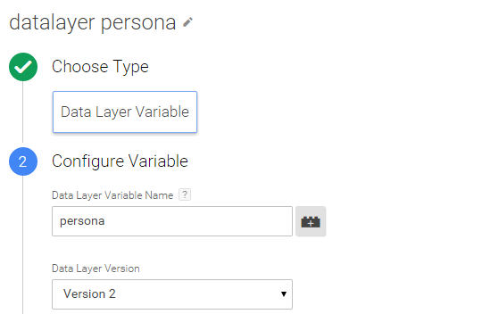 Google Tag Manager datalayer persona variable